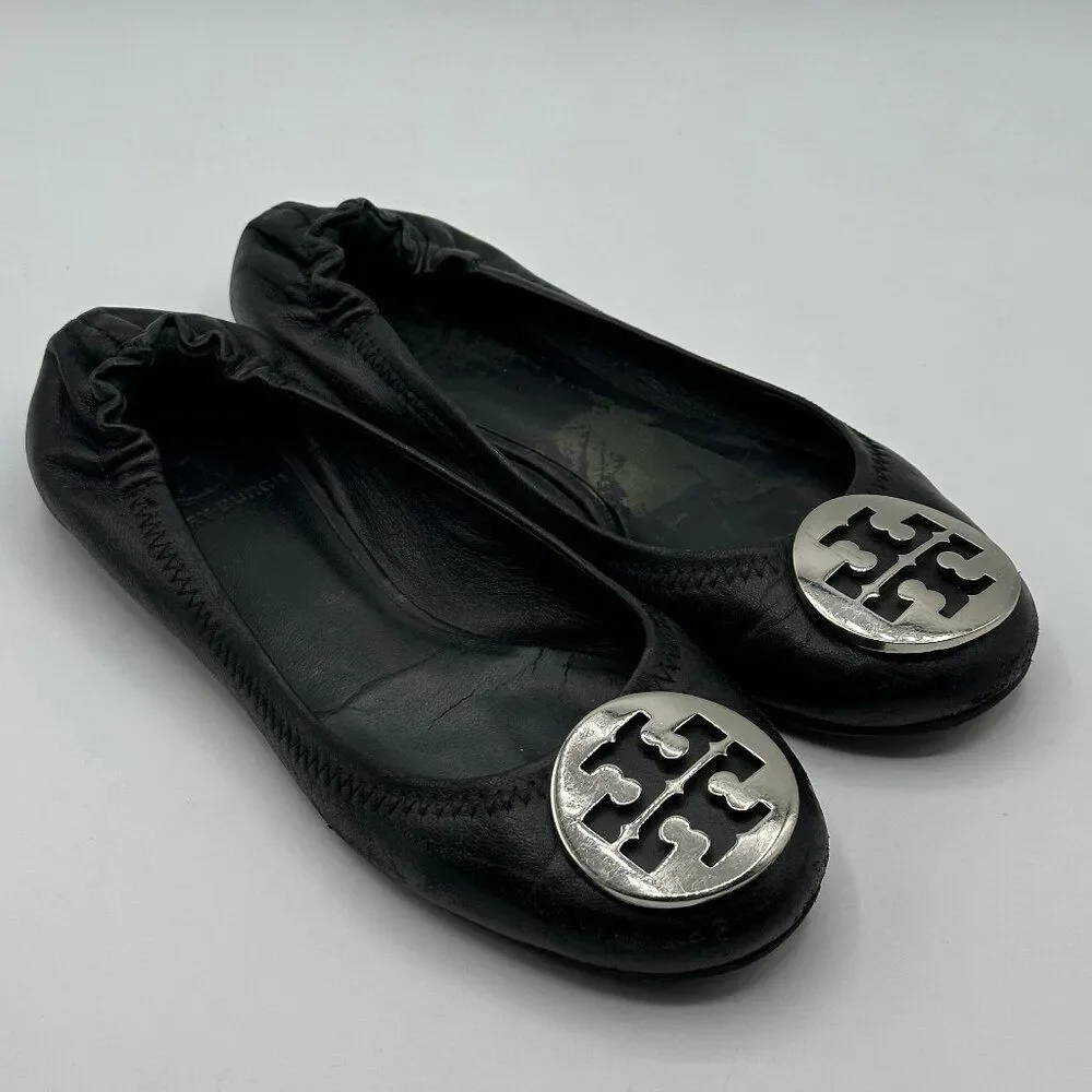 Tory Burch Women's Minnie Travel Ballet Flats in Black Size 6
